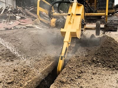 AFT trenching equipment working on a New Zealand civil engineering site
